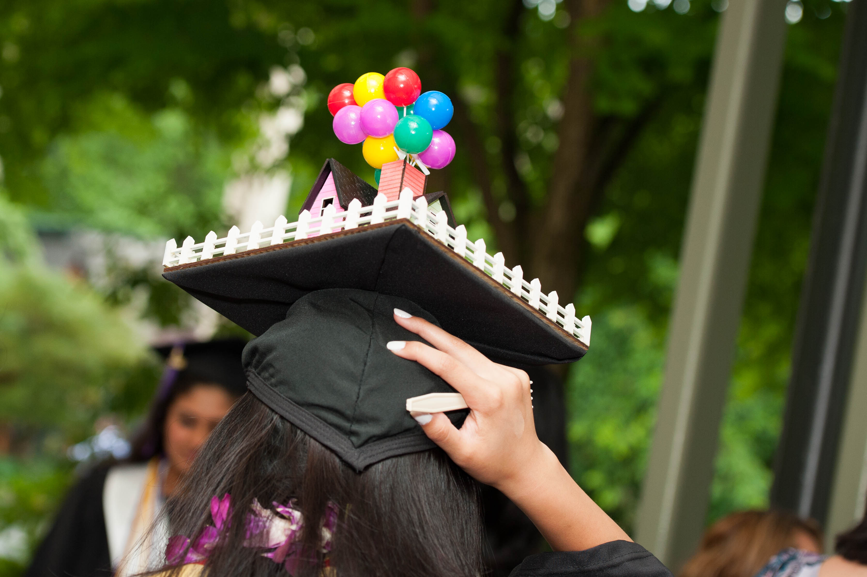 Close up of a student's mortar board cap with structure