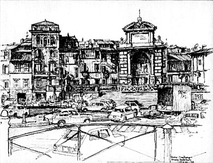 Sketch of Rome Streetscape