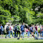 UW Students walking around campus