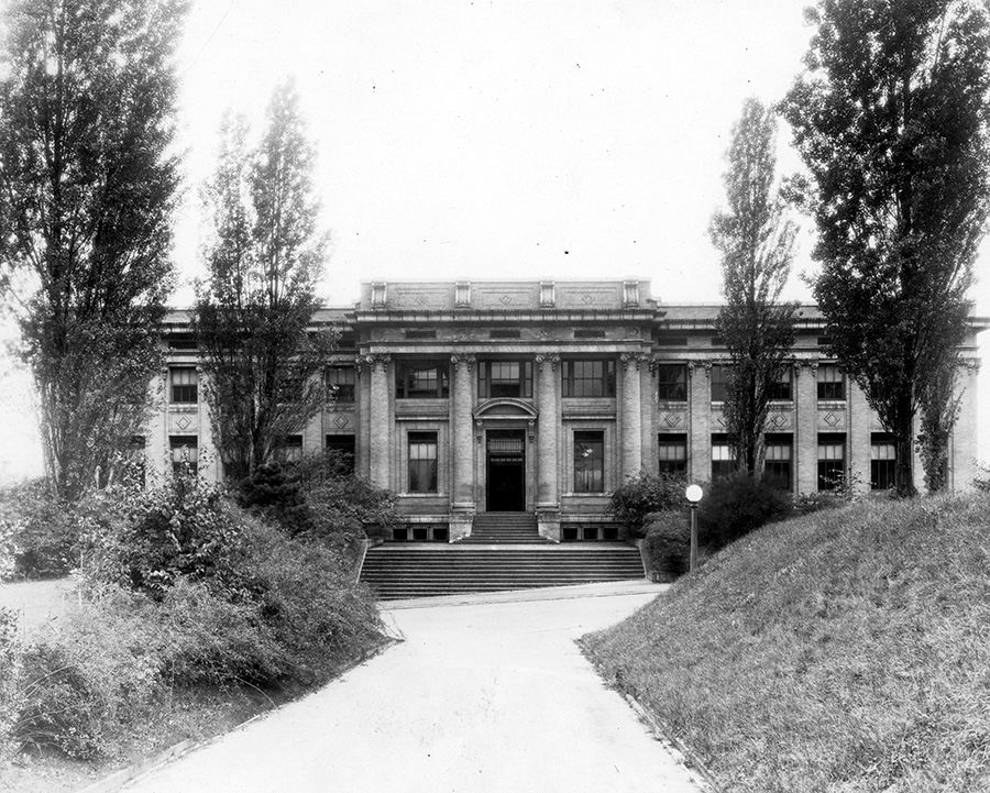 Architecture Hall exterior, east side from across Stevens Way, University of Washington, no date
