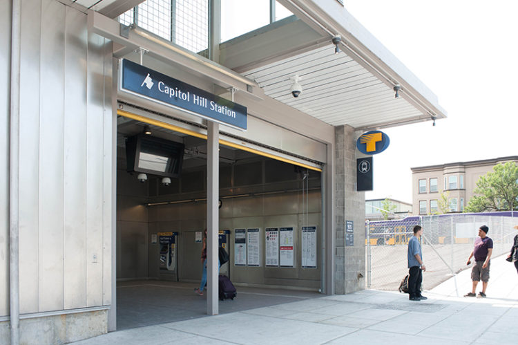 The entrance to the Capitol Hill Light Rail station