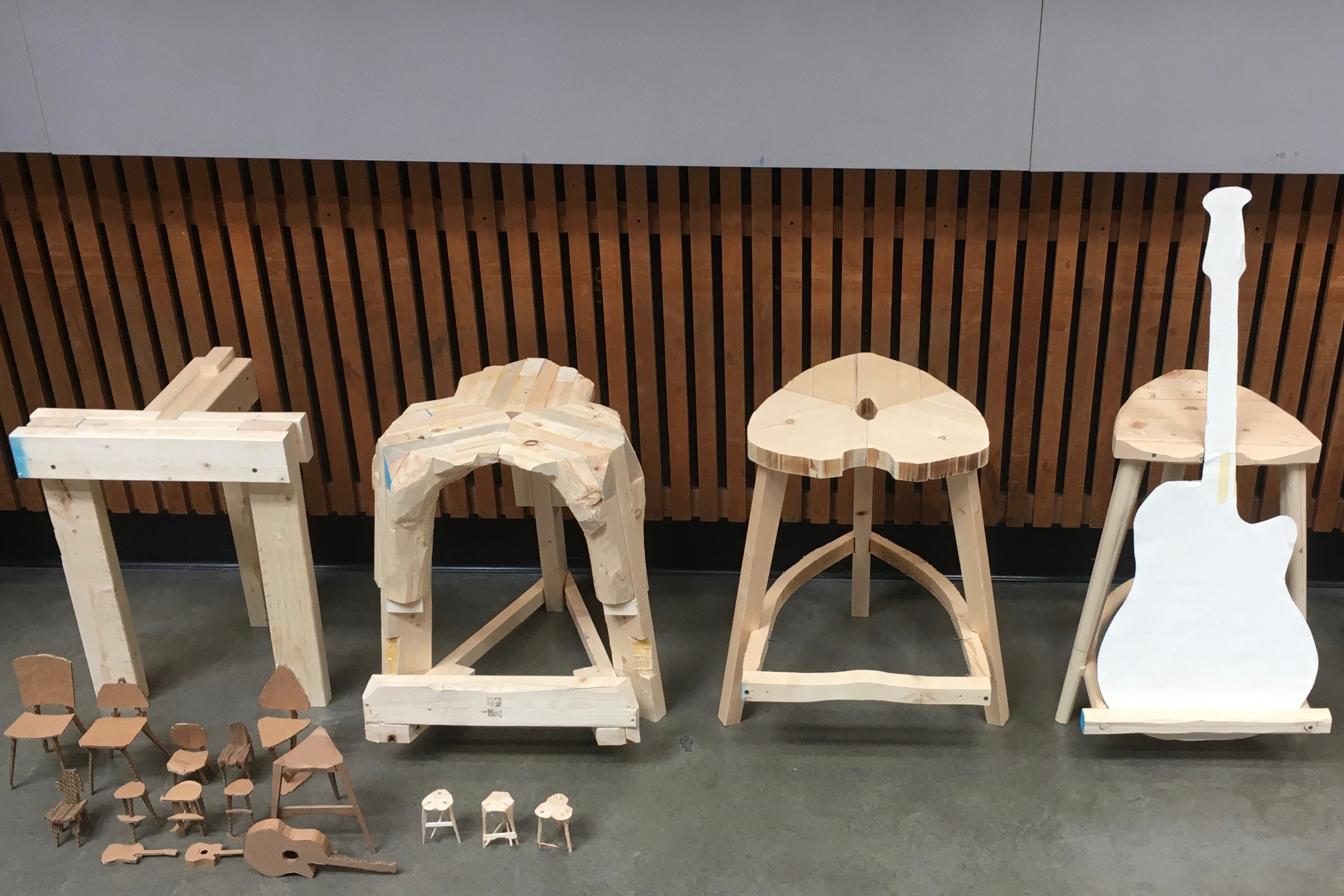 Addison P prototypes of a guitar holder stool