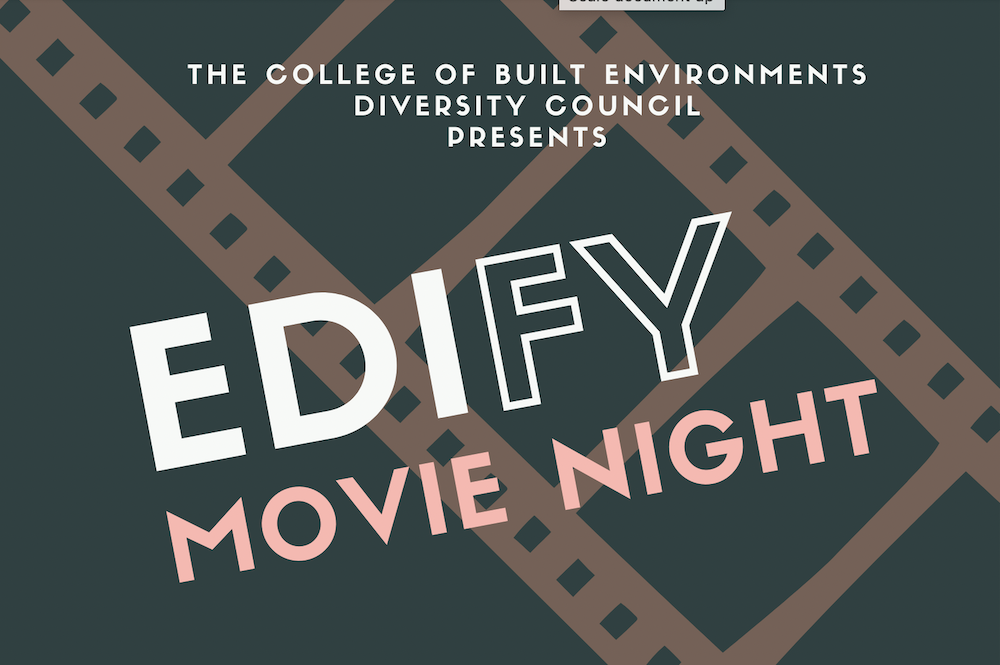 EDIFY movie night banner with film strip