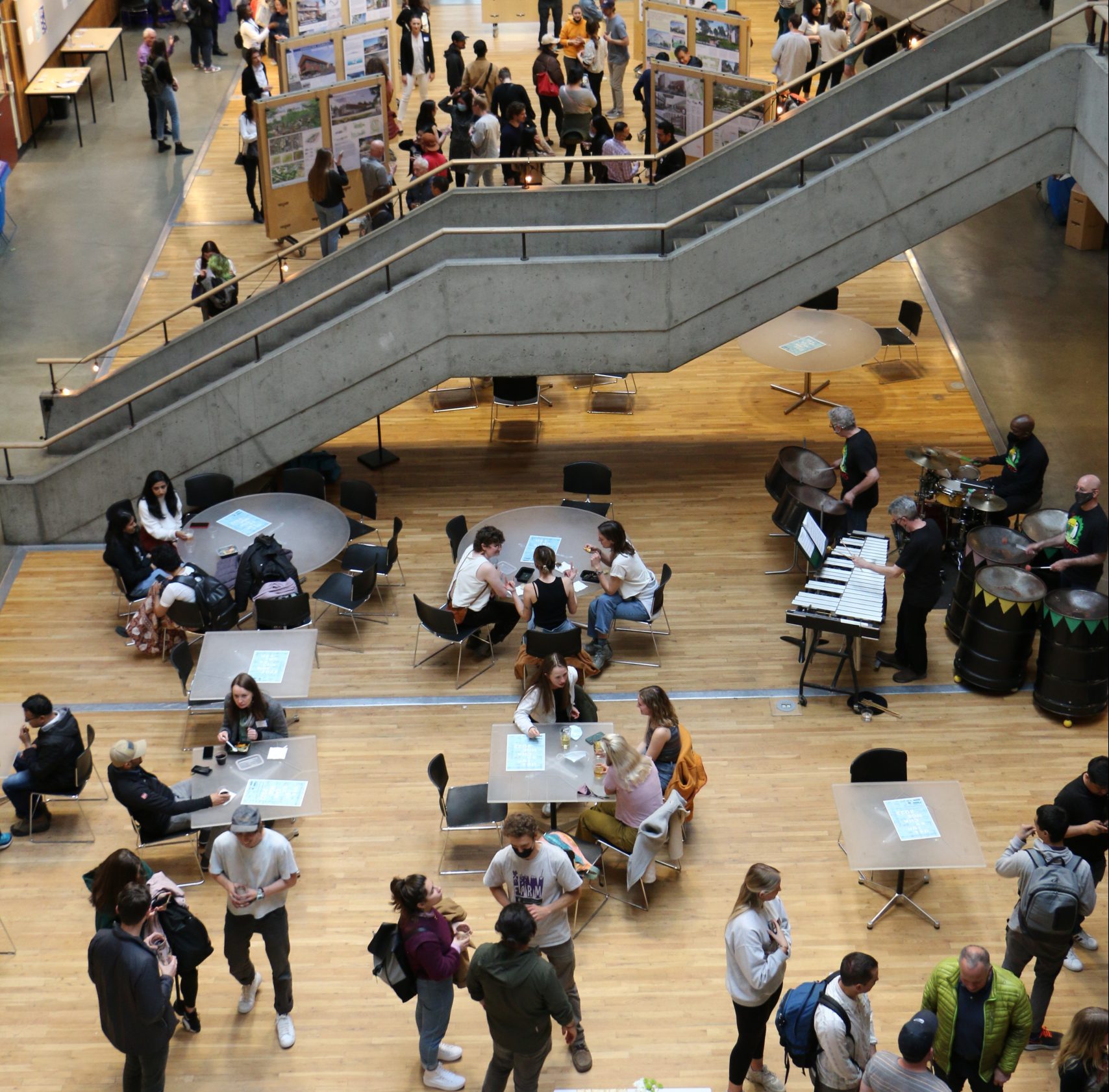 People gathered in Gould Court