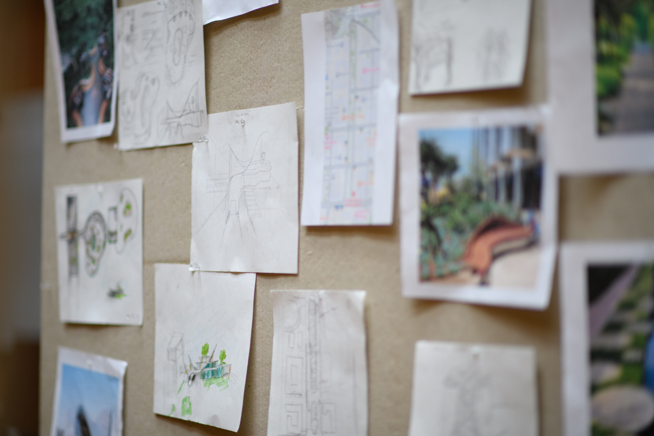 Projects on a bulletin board