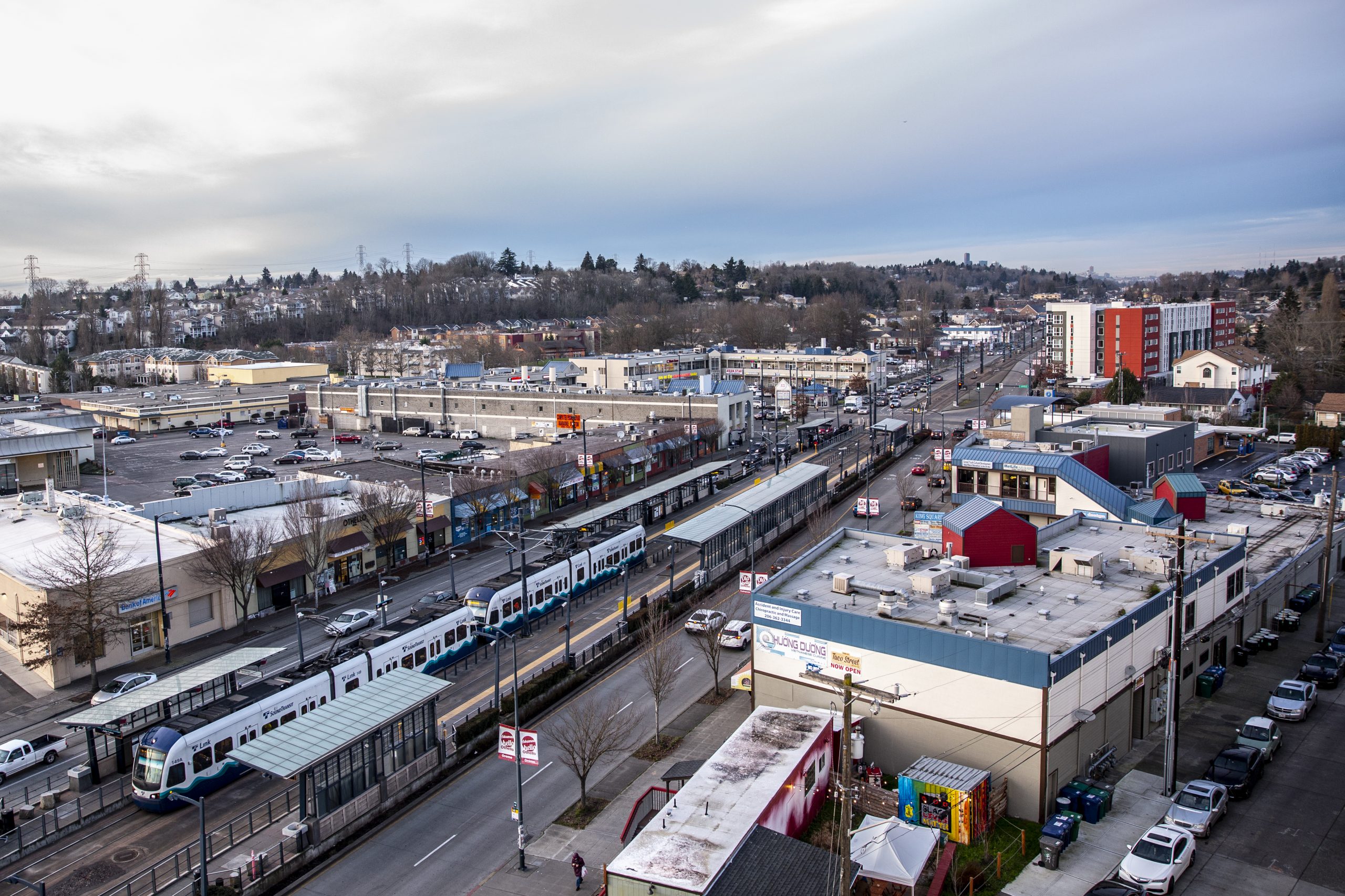 Birds eye view of the Othello neighborhood in Seattle
