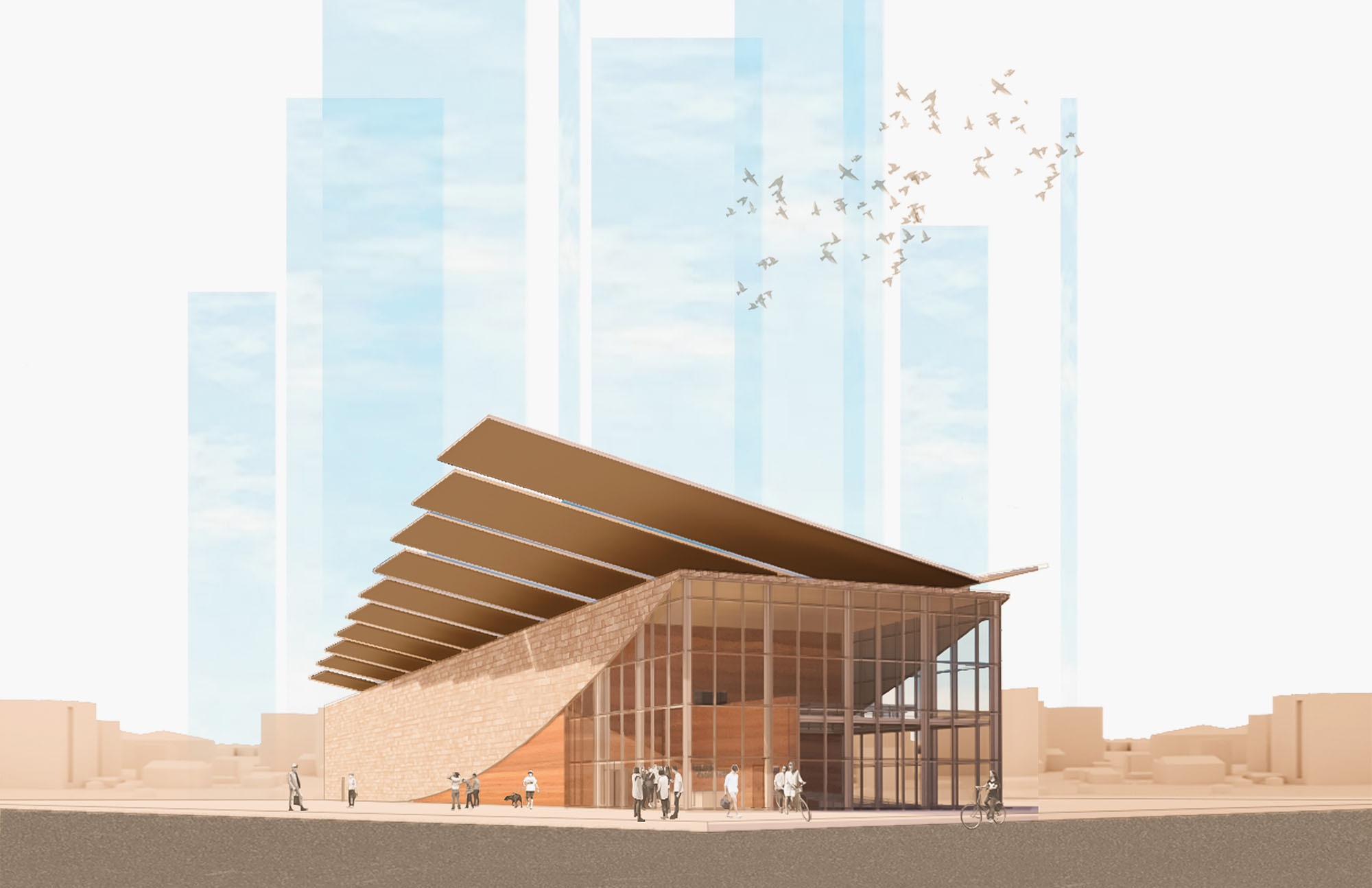 Mock-up of a low carbon data center building