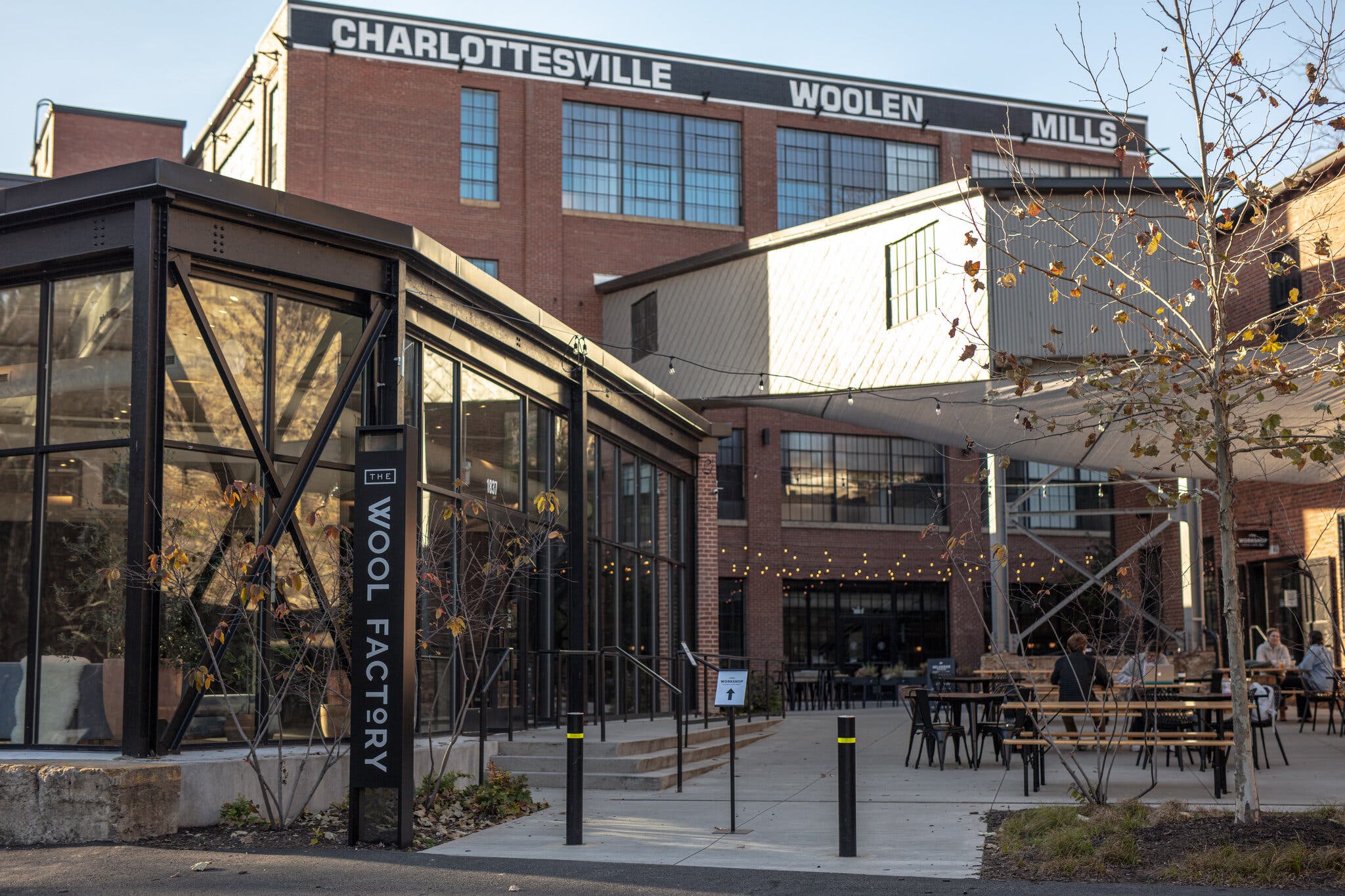 Photo of Charlottesville Woolen Mills brick building