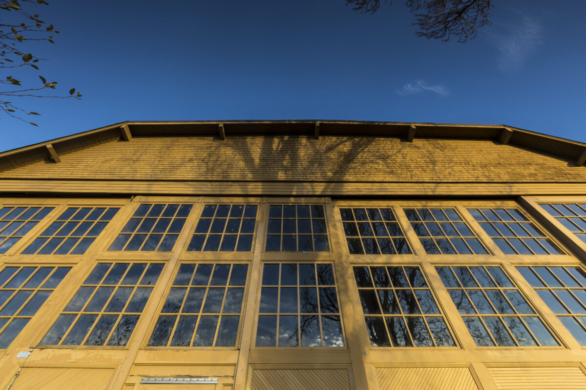 sunshine on the front facade of the uw shell house