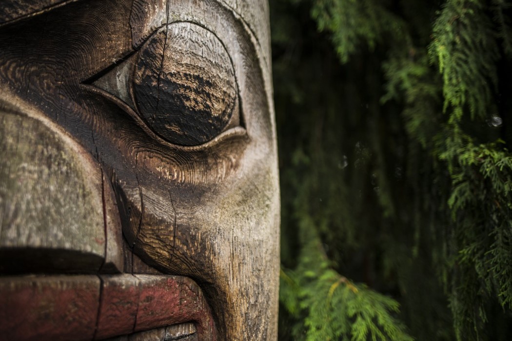 detail photograph of a coast salish wood carving