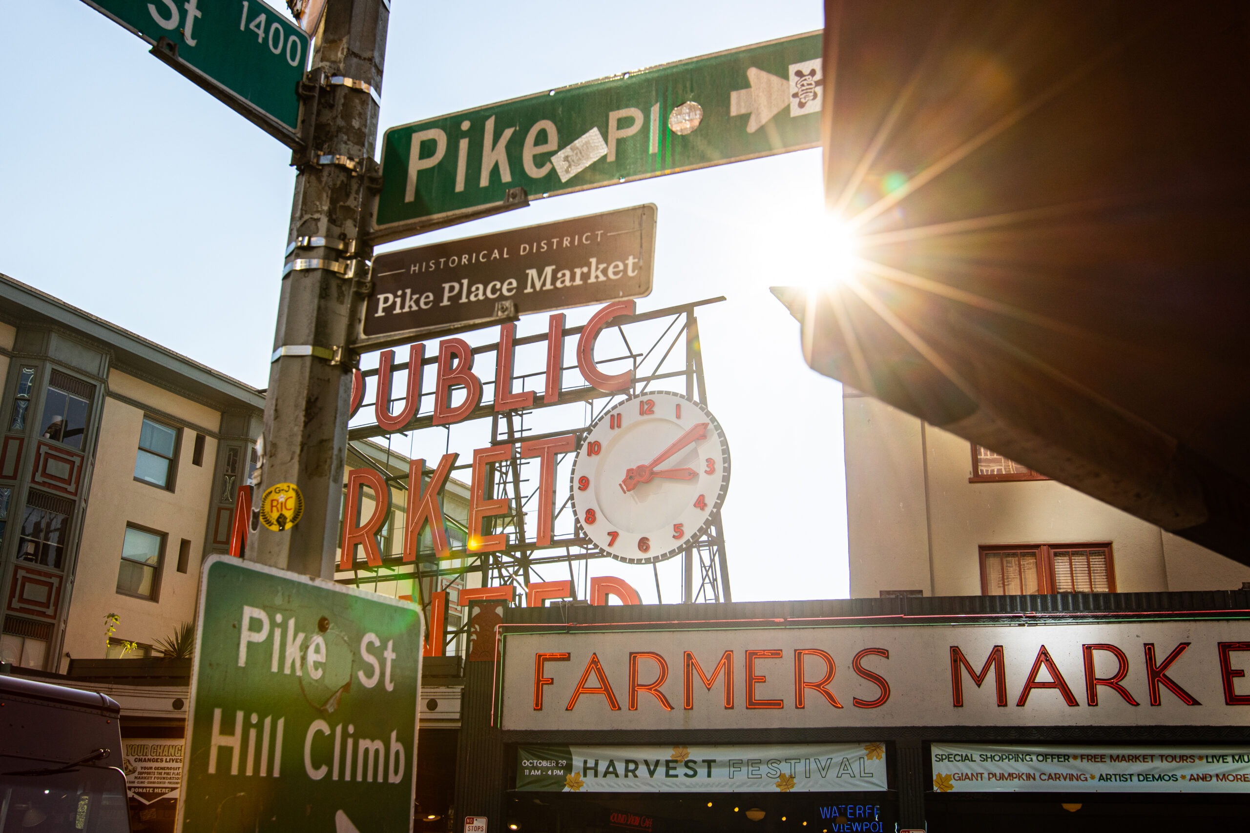 Street signs at Pikes Place
