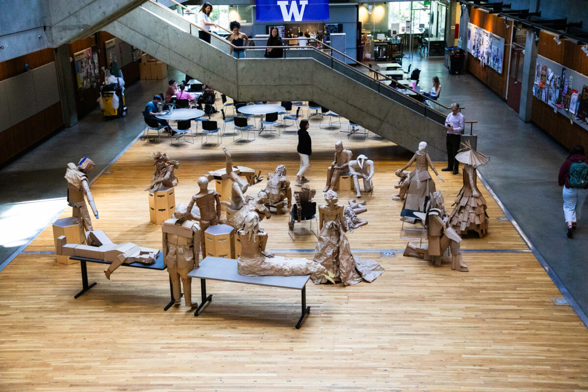 Cardboard figurines in Gould Court