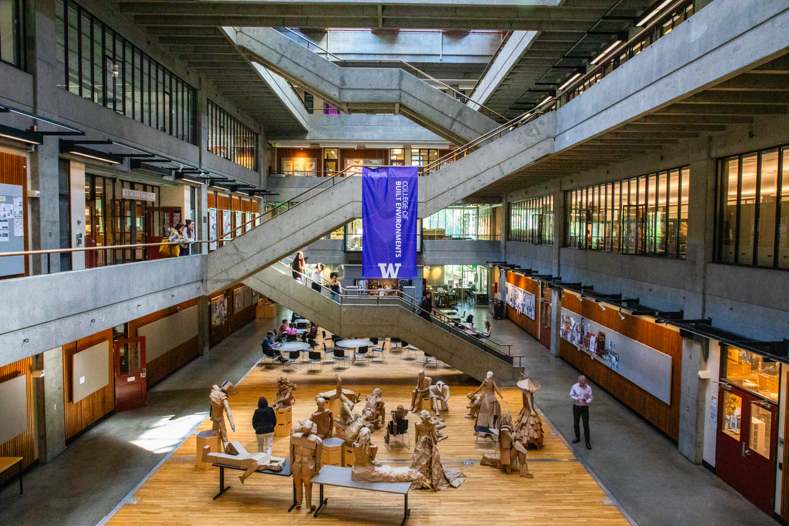 view of Gould Court with cardboard figures