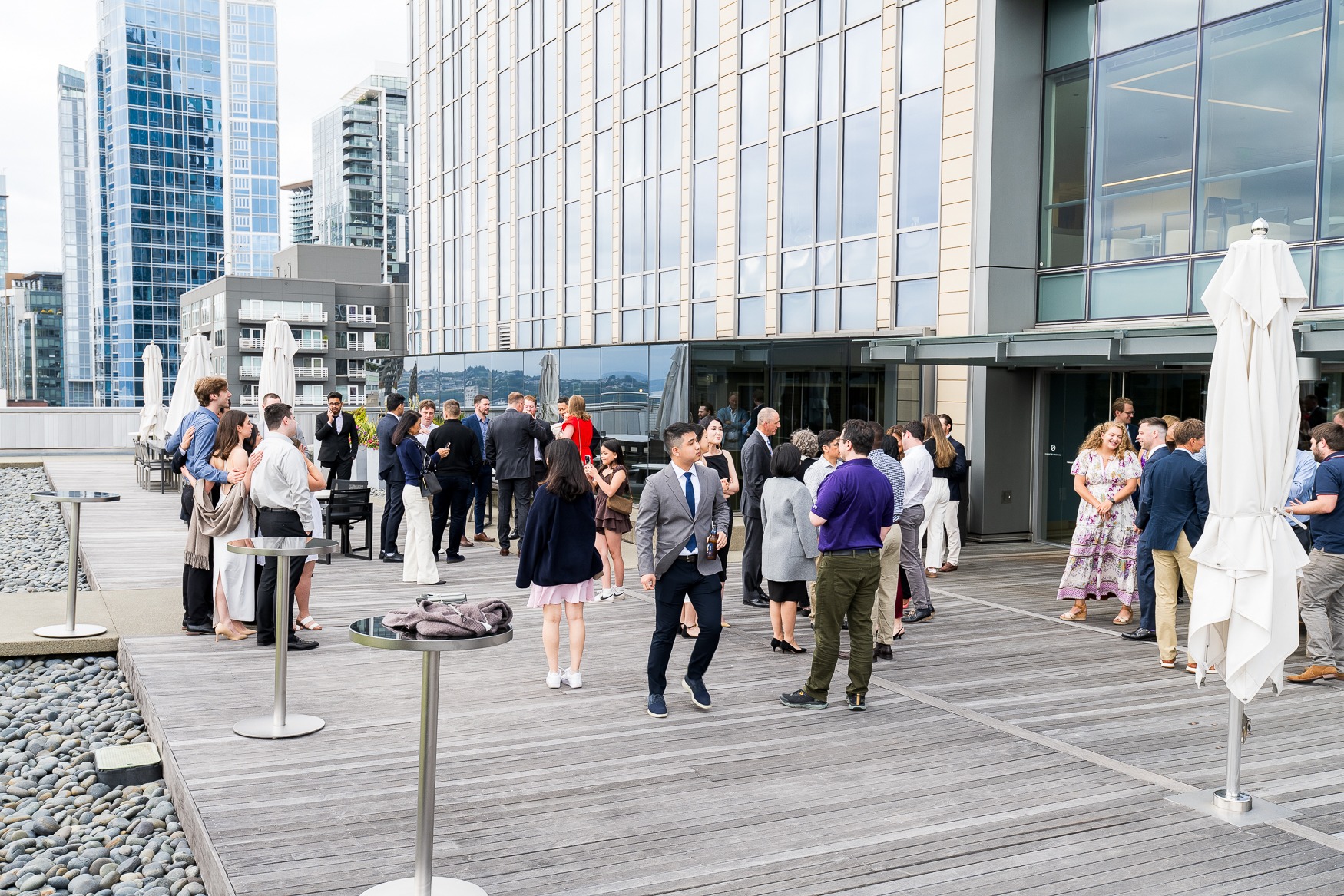 People mingling outside