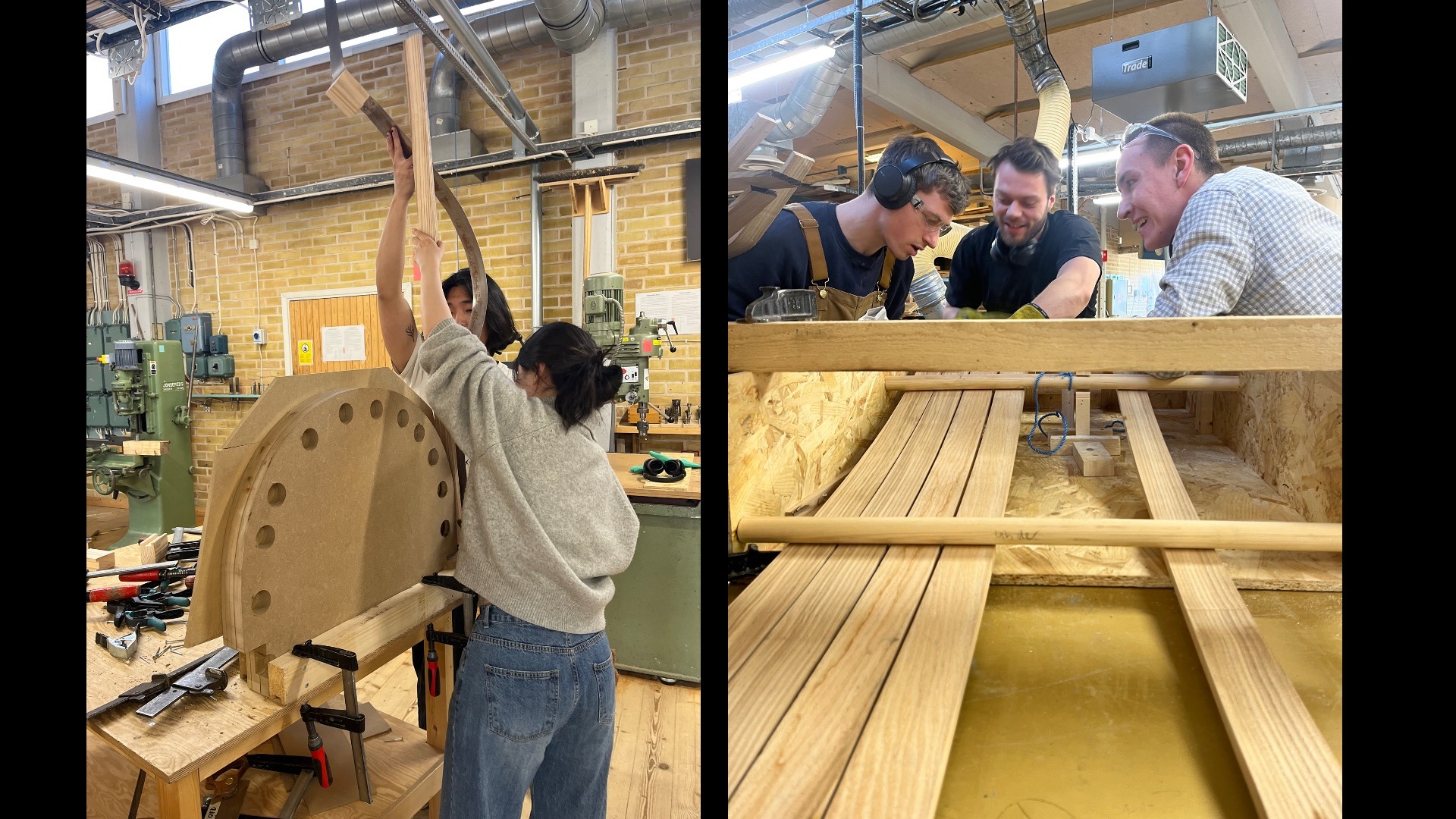 Students working on structure