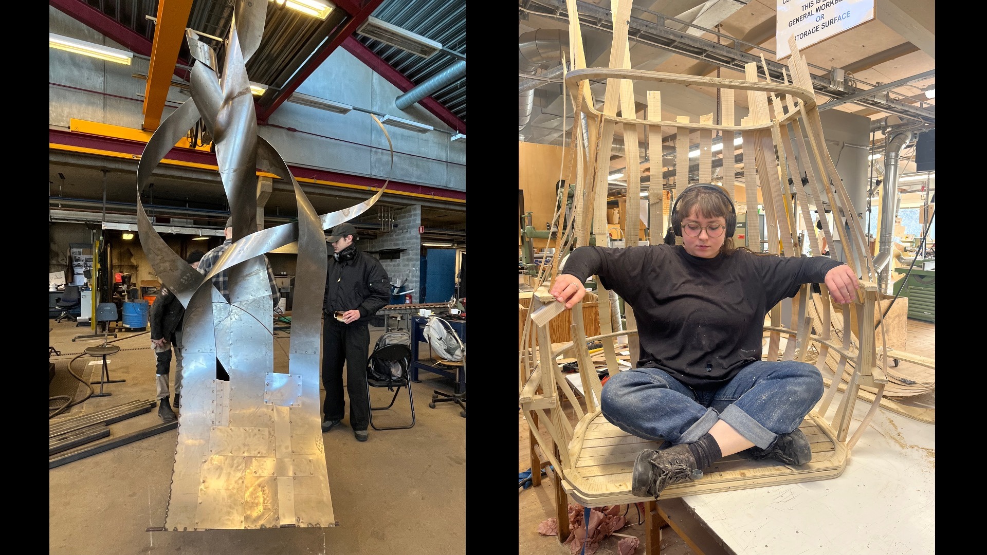 Students working on structure