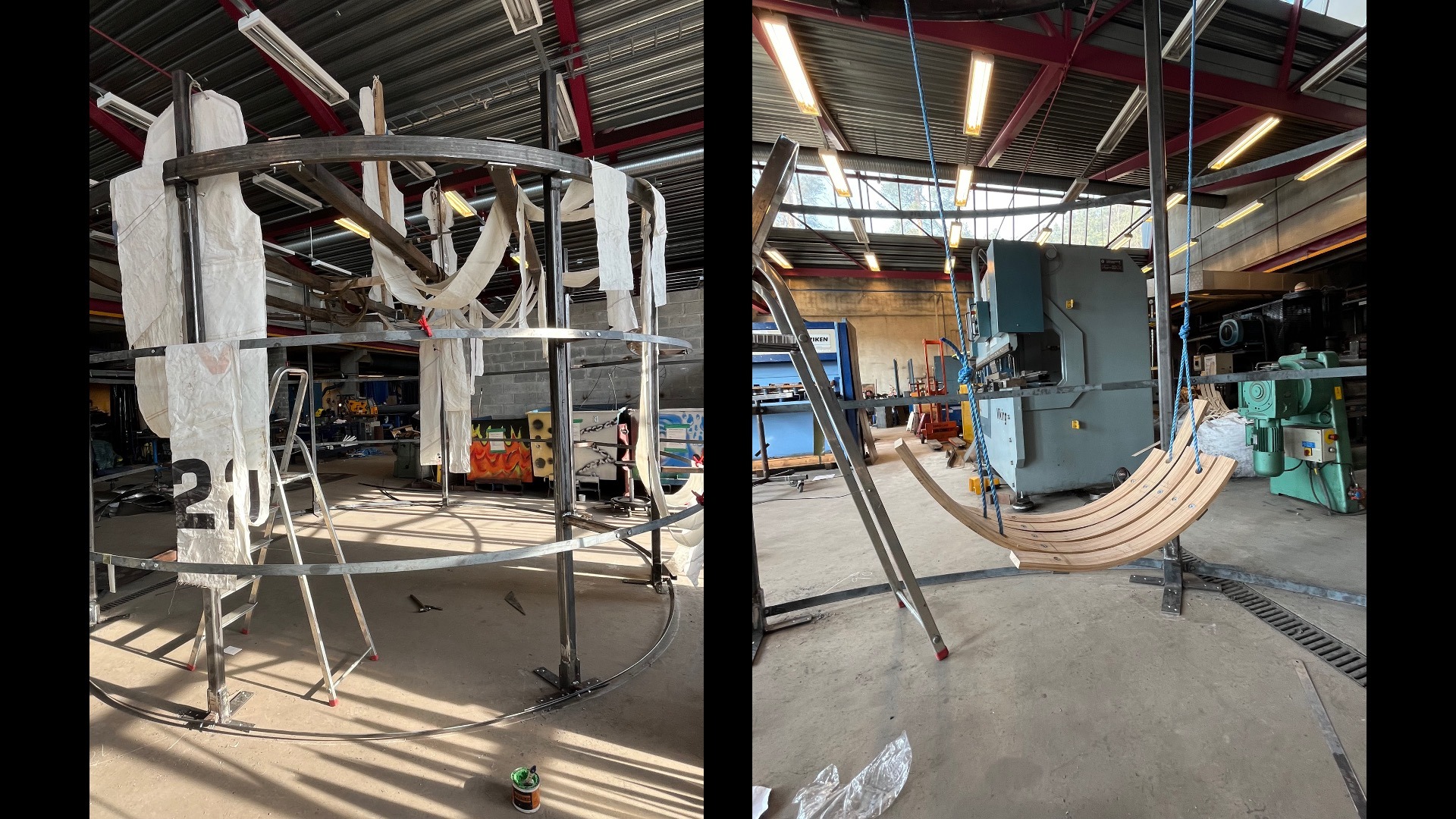 Students working on structure