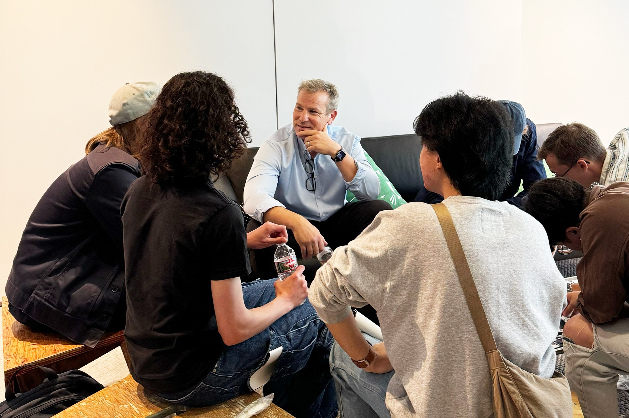 Dean Yocom with students