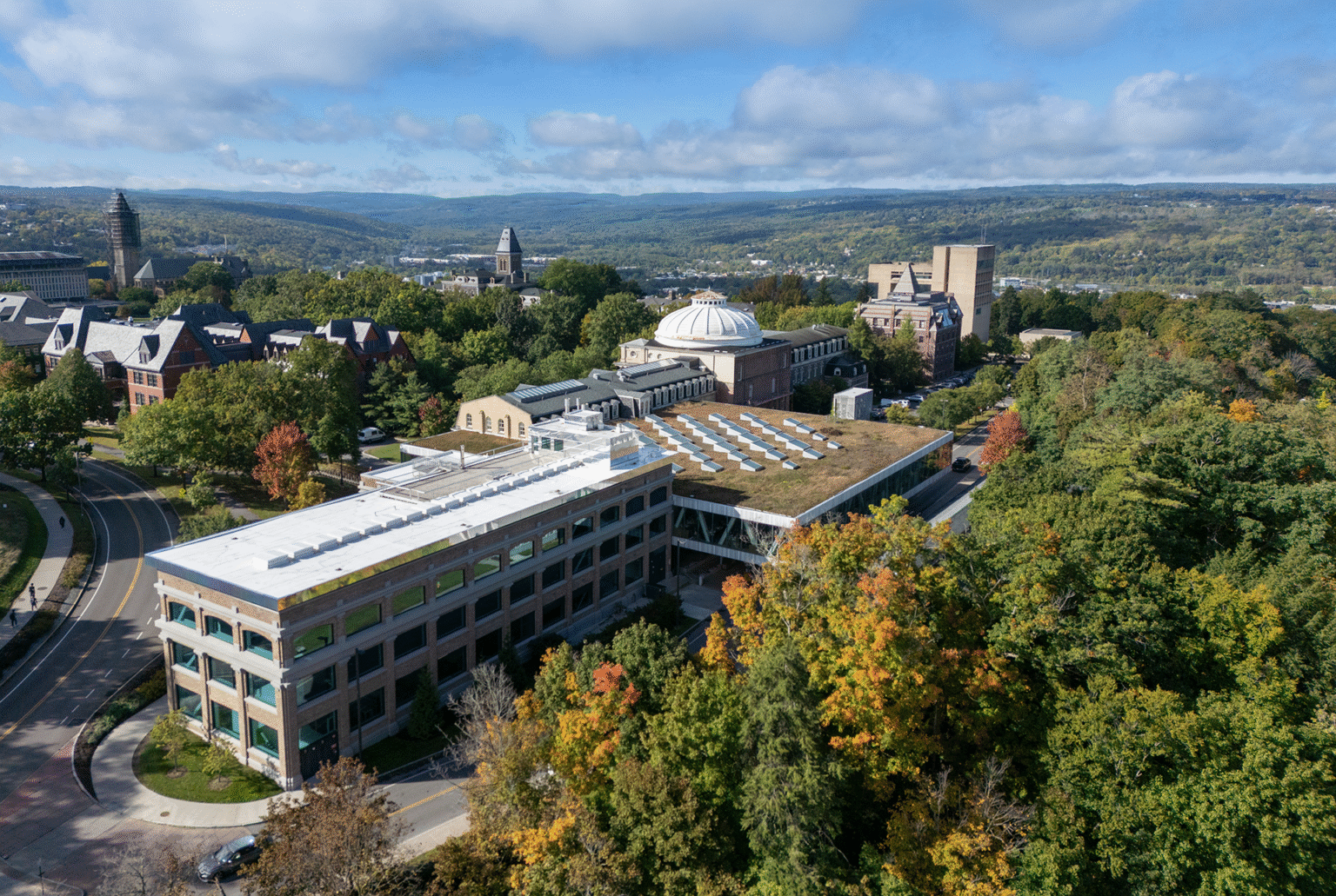 Aerial view of Cornell’s Ithaca campus. Anson Wigner / AAP