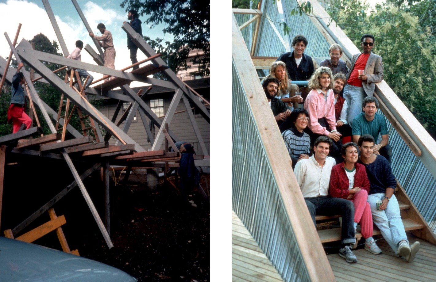 Steve Badanes and Students posing on Stairway to Nowhere