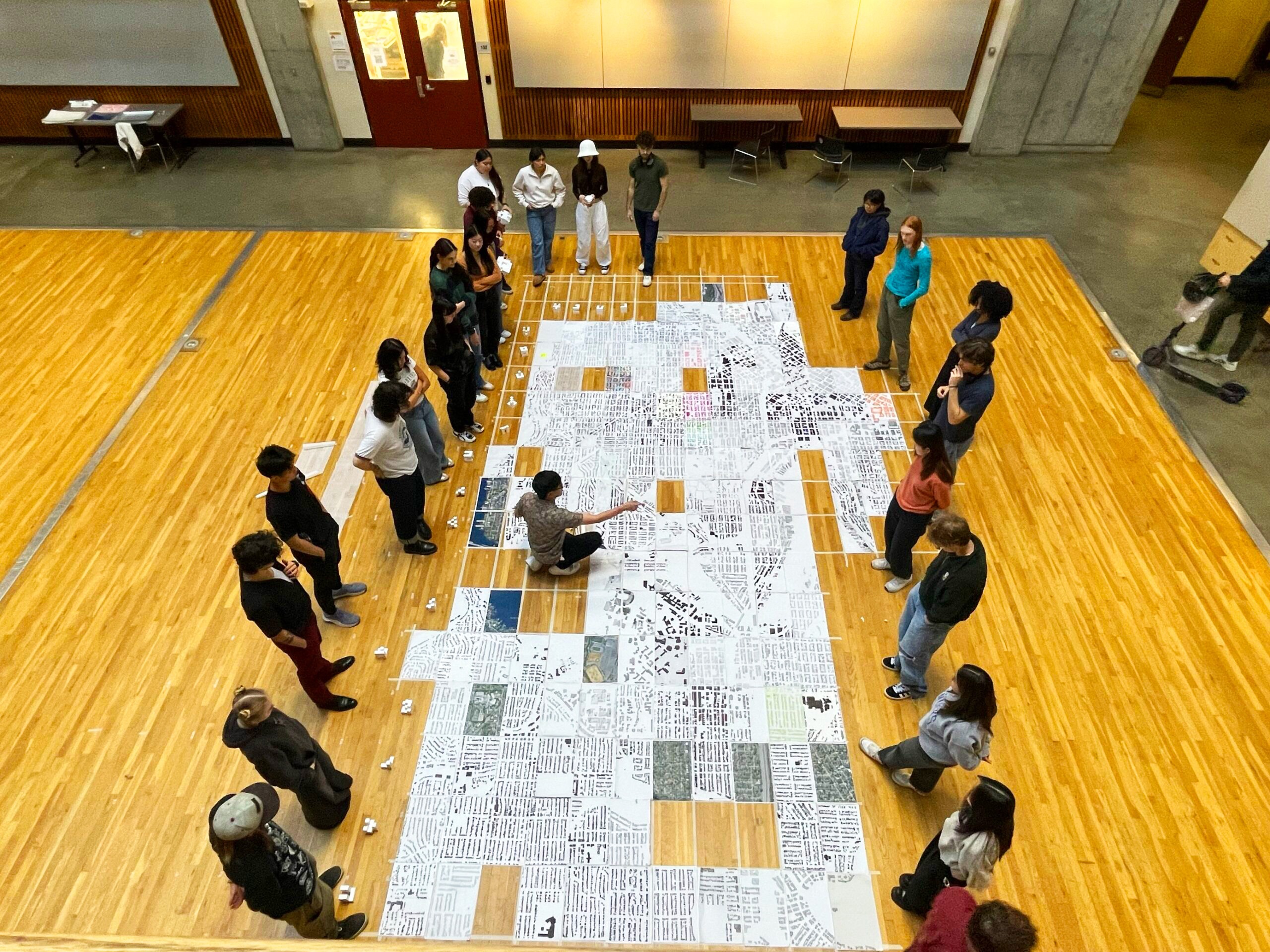 Students woking on a city plan