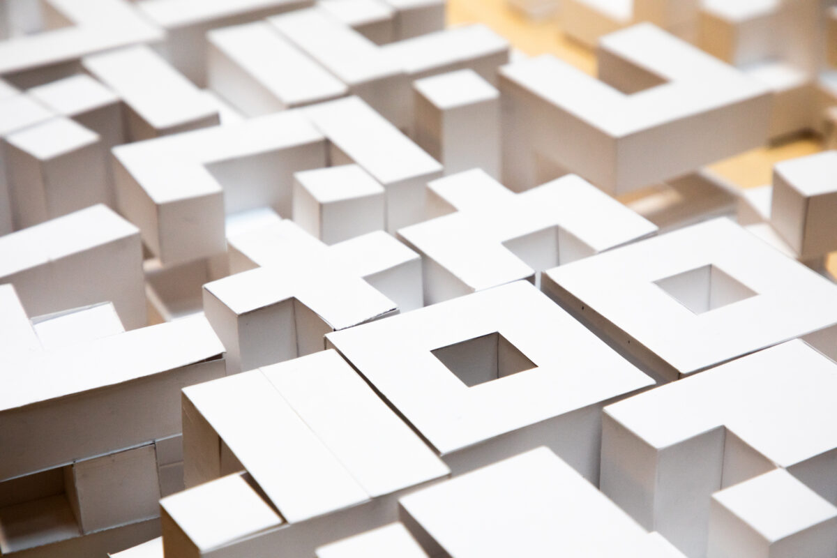 Close-up of geometric cubes