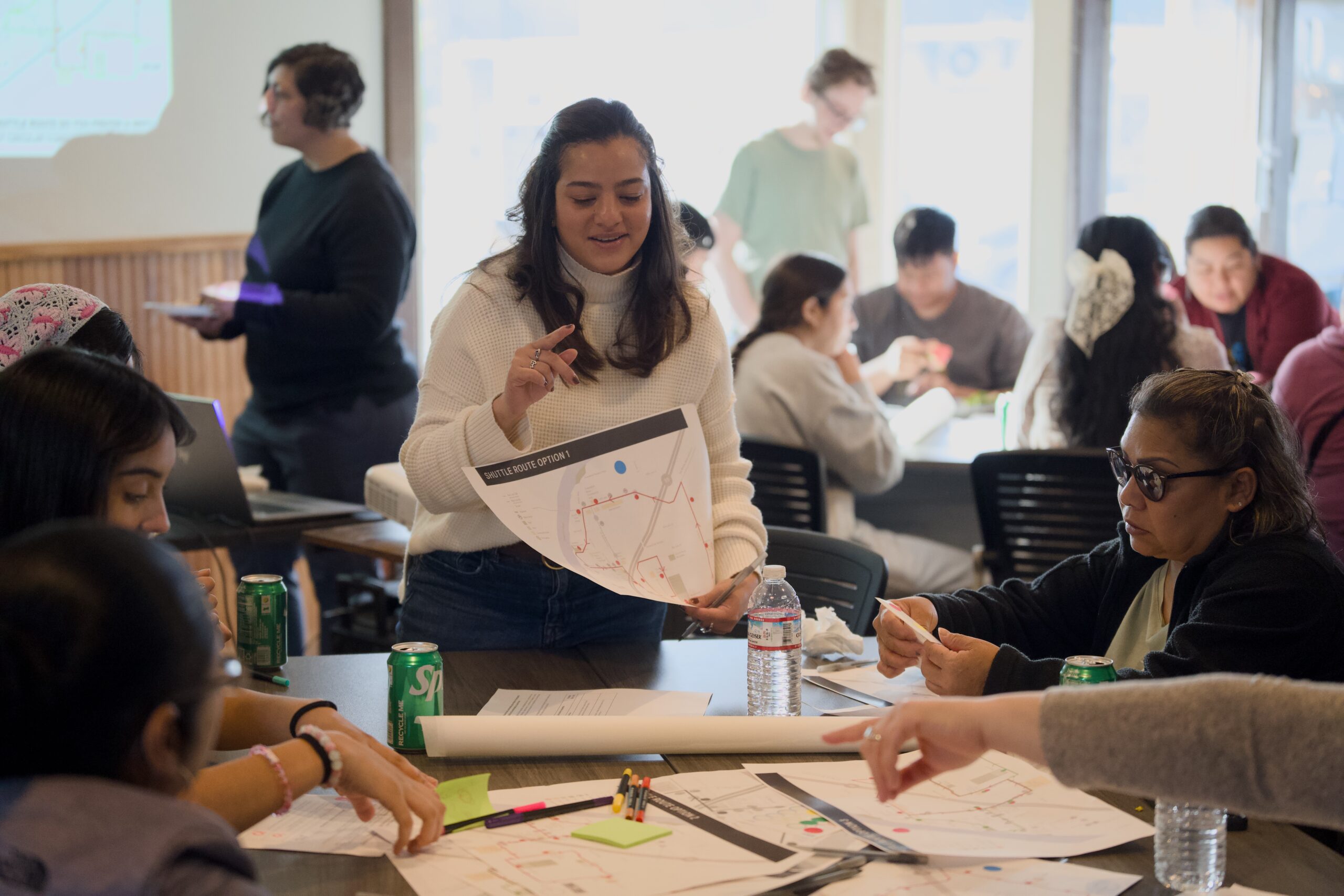 People discussing route maps