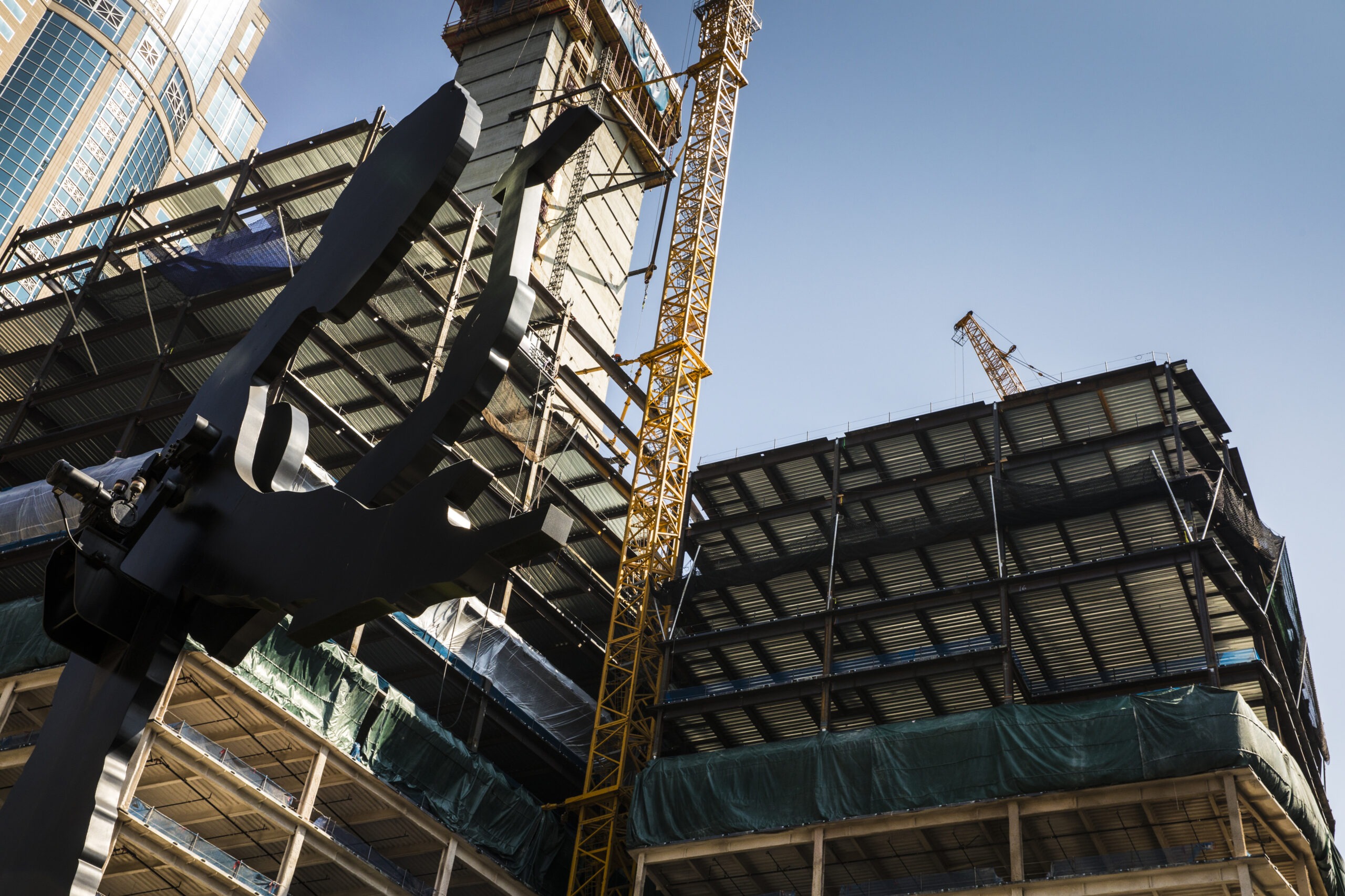 Crane and building in construction