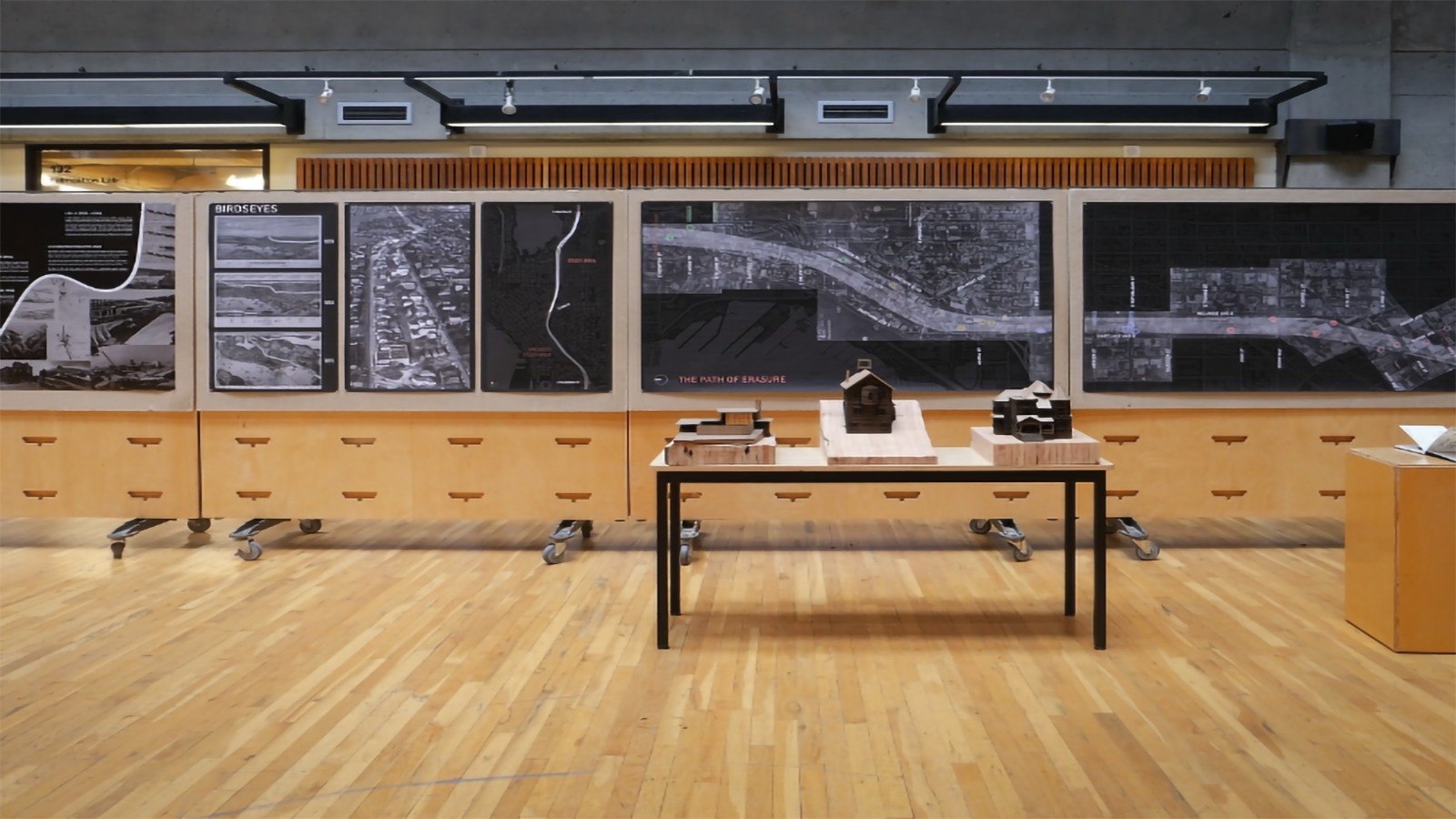 City Erased exhibit with maps and models
